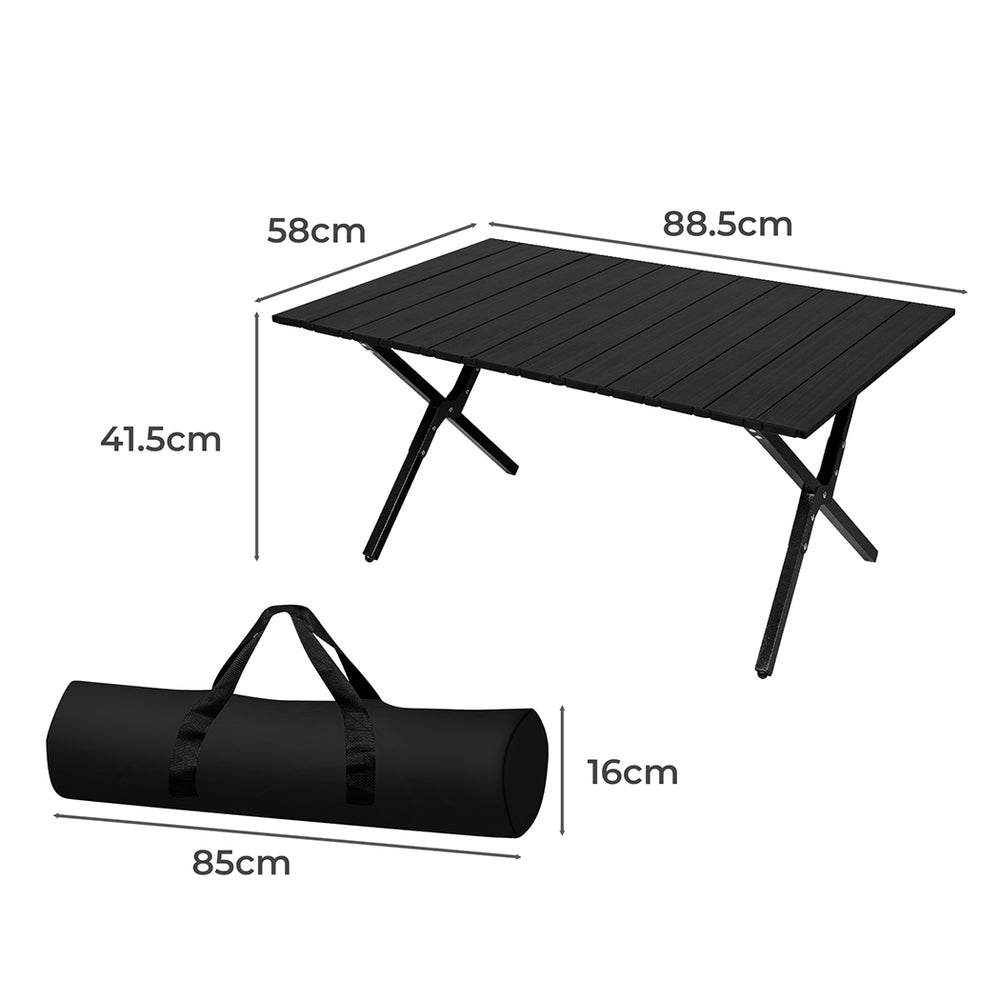 Levede Folding Camping Table Portable Black - Levede