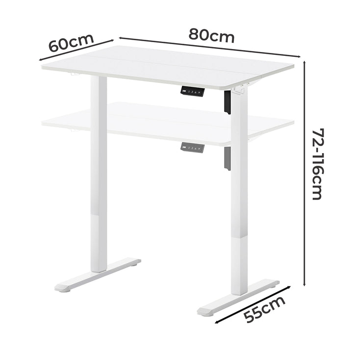 Electric Standing Desk Height Adjustable Gaming Desk Table 80cm White