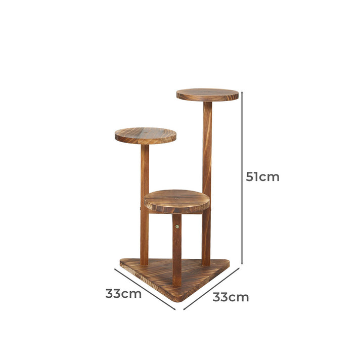 Levede 3-Tier Plant Stand Wooden with Wheels - Levede