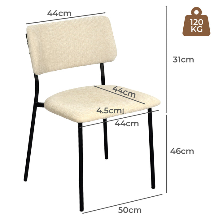 4x PU Backrest Dining Chairs Set Industrial Fabric Padded Seats