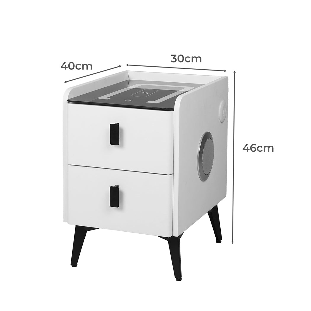 Levede Bedside Table LED Lights Drawers Storage - Levede