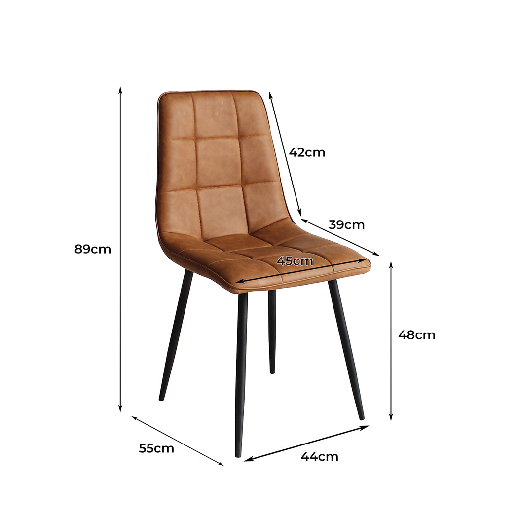 Levede 4x Dining Chairs Kitchen Chair Brown Faux Leather - Levede