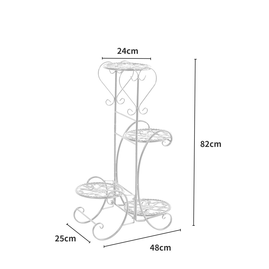 Levede Plant Stand Outdoor Indoor Metal White-1831592927403577346