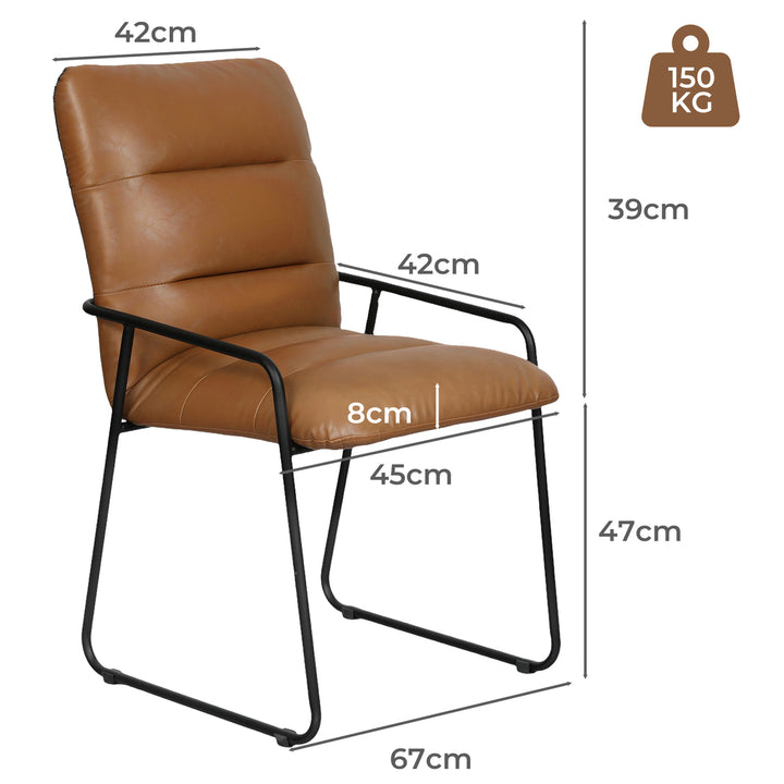2x PU Dining Chair Metal Frame Modern Kitchen  Industrial Accent Chair