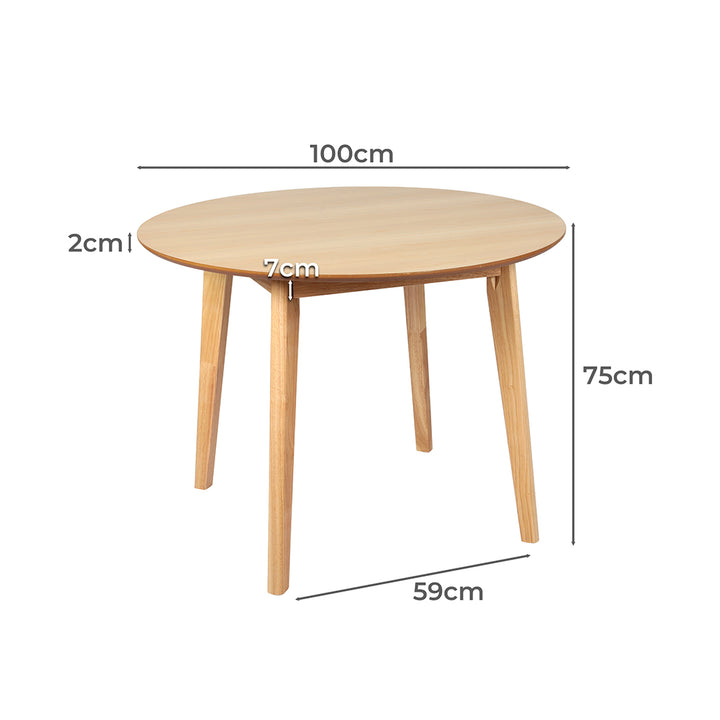 Levede Dining Table Round Rubberwood Base 100cm and 120cm - Levede