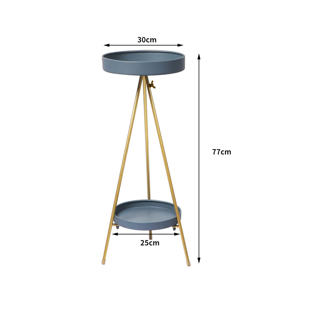 Levede Plant Stand 2 Tiers Outdoor Indoor Grey Gold Large-1831592865227214850