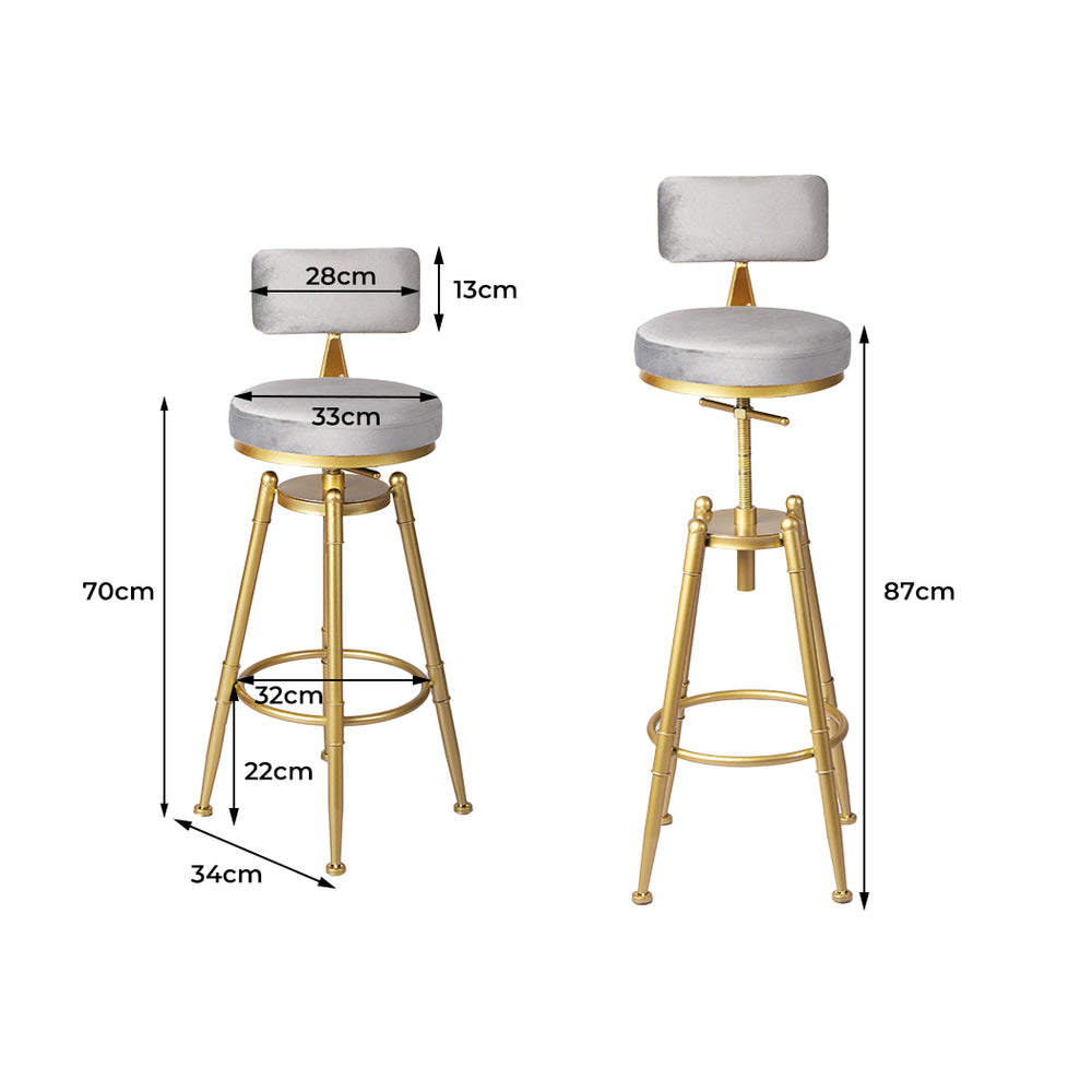 Levede 1x Bar Stools Velvet Kitchen Stool Chair - Levede