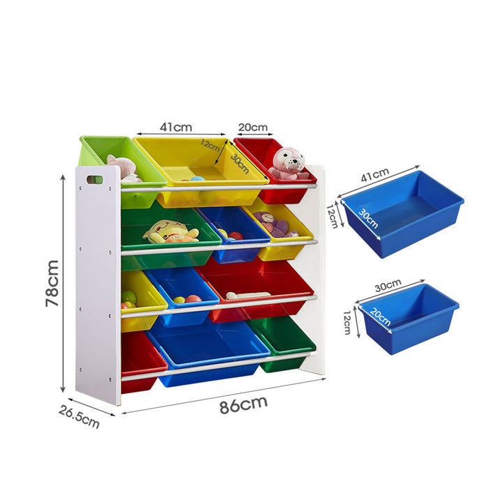 Levede Kids Toy Box Bookshelf with 12 Bins for Organizing Toys and Books - Levede