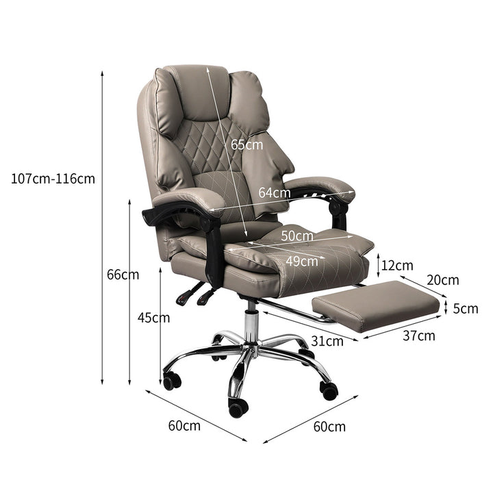 Levede Gaming Chair Office Computer Grey Footrest-1831592542433579010