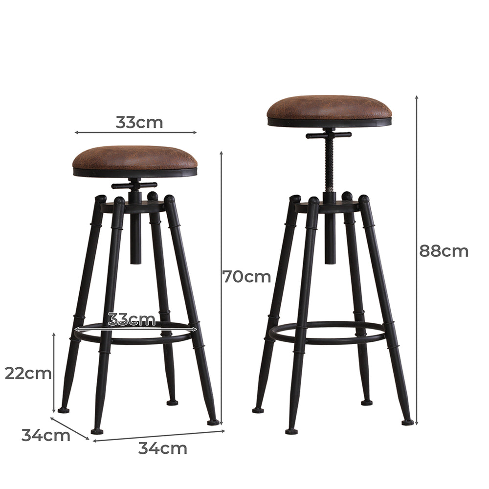 Levede Industrial Bar Stools for Kitchen - Set of 2 - Levede