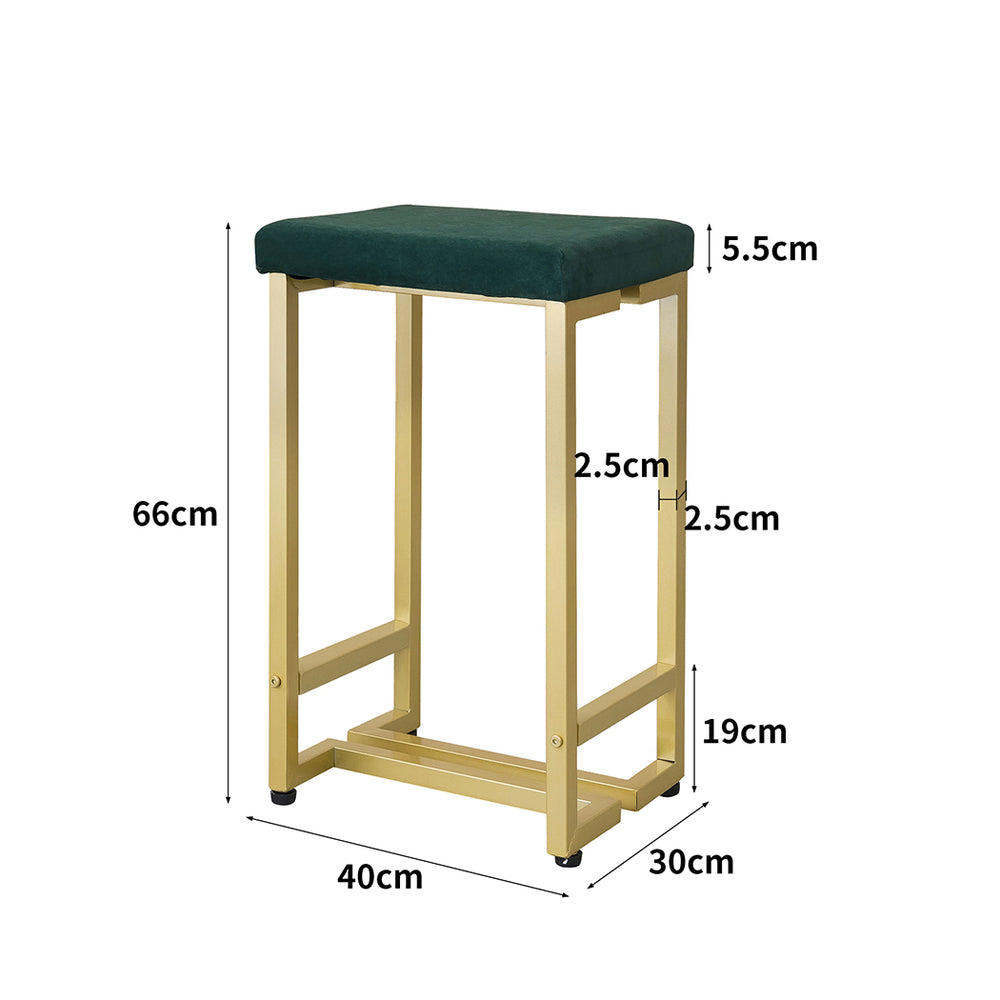 Levede 2x Bar Stools Velvet Backless - Levede