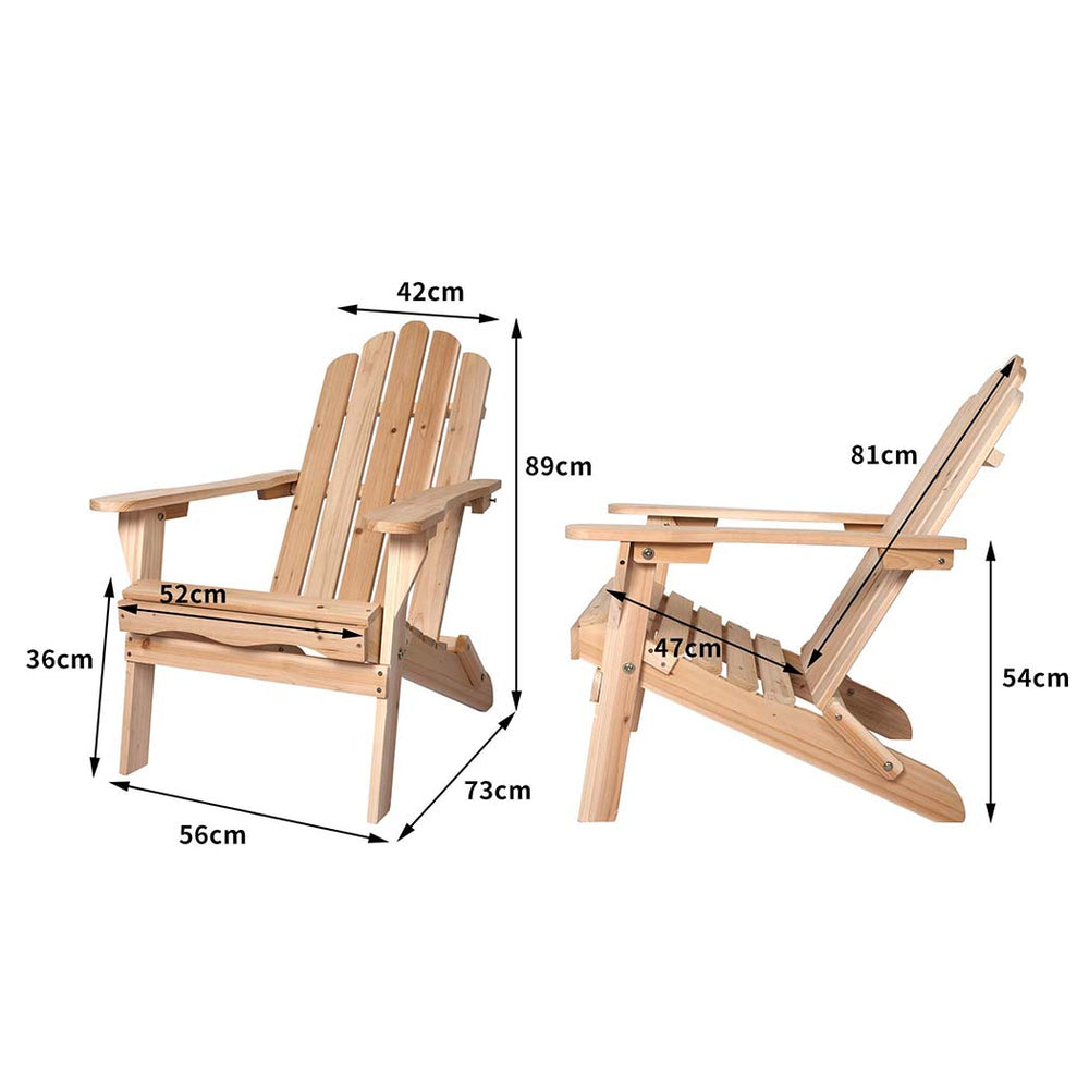 Levede Adirondack Chair Outdoor Furniture Natural - Levede