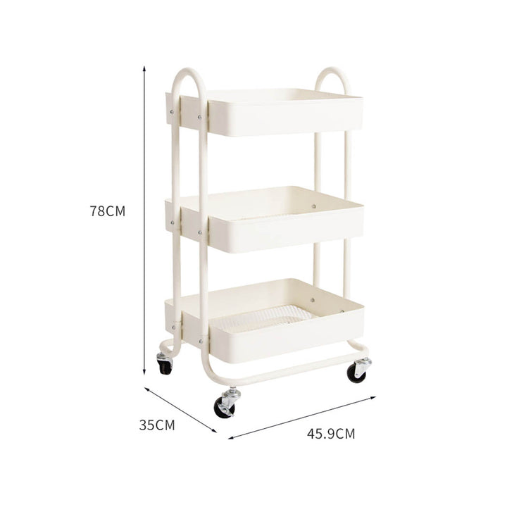 Levede 3 Tiers Kitchen Trolley Cart White-1831592868481994754