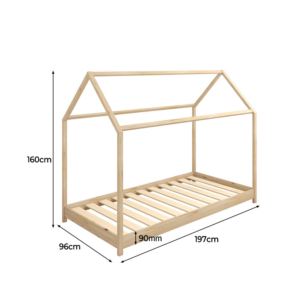 Levede Bed Frame Single Wooden Timber Natural and White - Levede