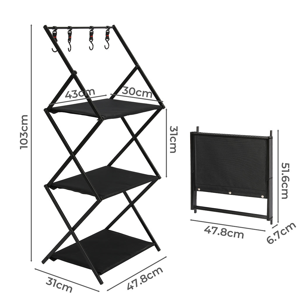 Levede Foldable Camping Storage Shelves with Hooks - Levede