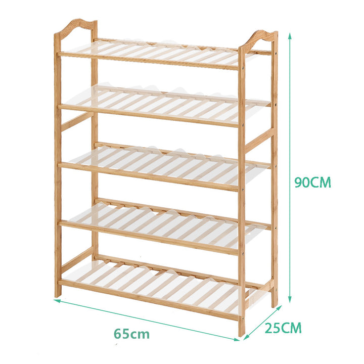 Levede Bamboo Shoe Rack Storage - 5 Tiers Wooden Organizer - Levede