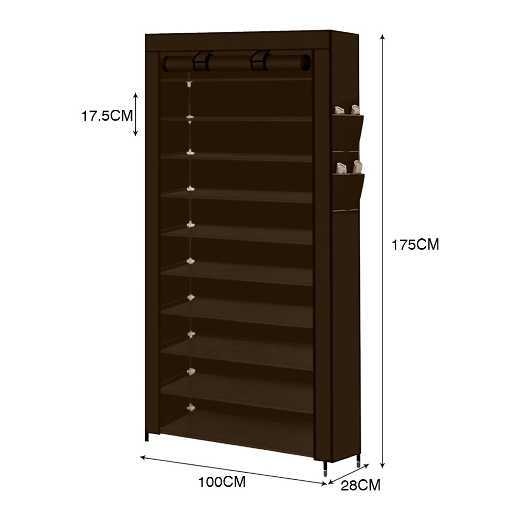 Levede 2pcs 10 Tier Shoe Rack Storage Brown-1831592788286902274