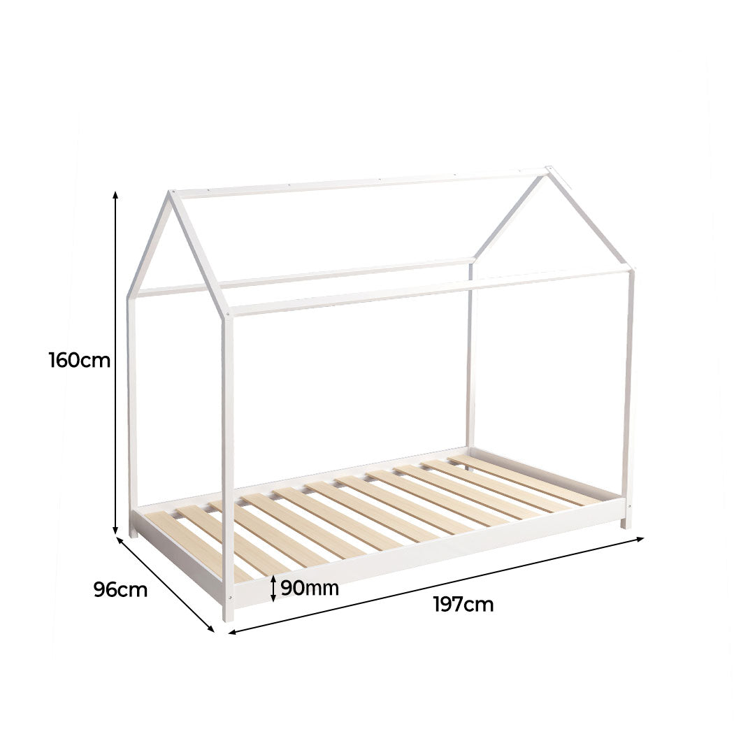 Levede Bed Frame Single Wooden Timber Natural and White - Levede