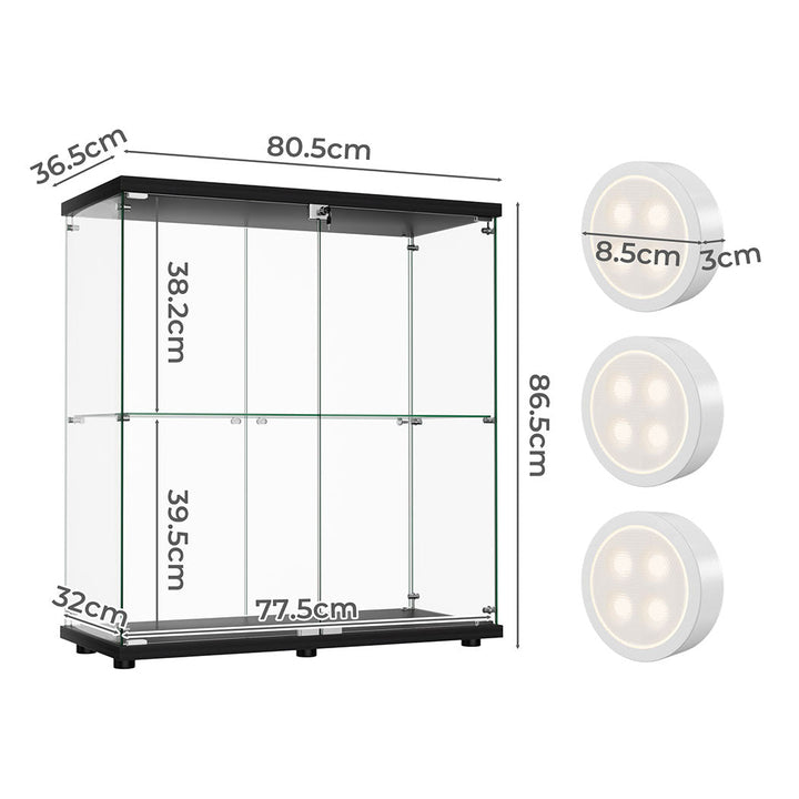 Tempered Glass Display Cabinet With 3 RGB Lights Collections Lockable