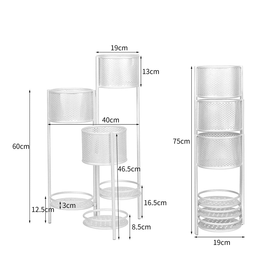 Levede 6 Tier Plant Stand Swivel Outdoor White-1831592751364444162