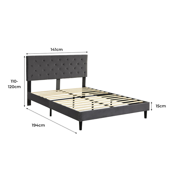 Levede Bed Frame Mattress Base Platform with Wooden Velvet Headboard - Levede