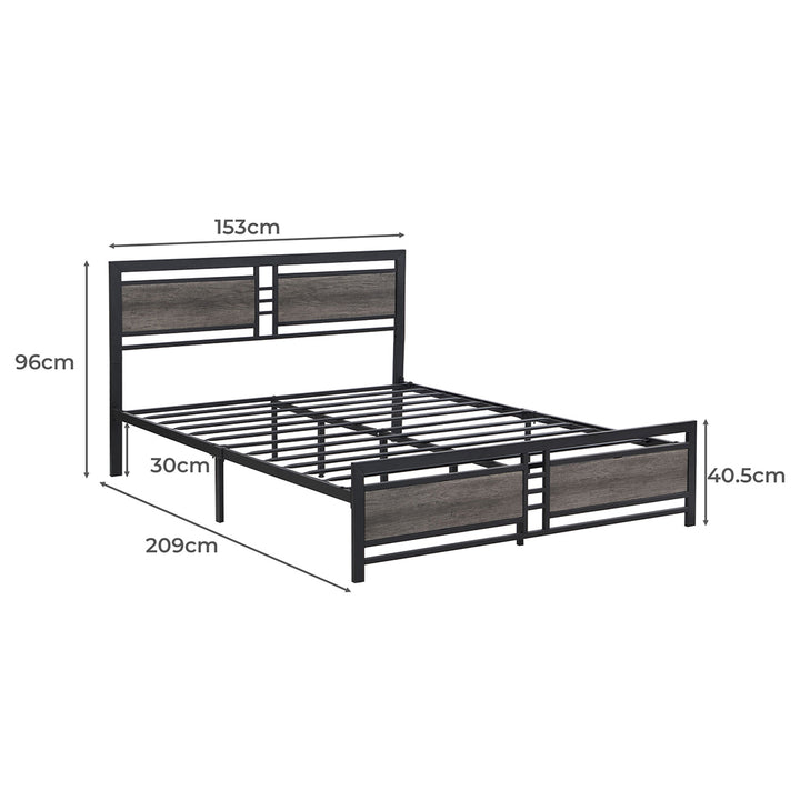 Levede Queen Bed Frame Metal Mattress Dark Grey - Levede