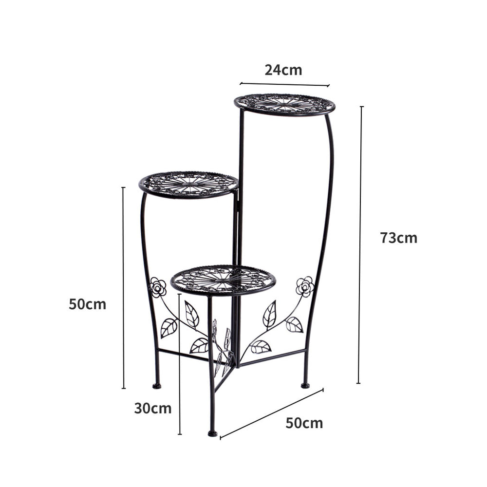 2X Wrought Iron Outdoor Indoor Flower Black 2 Pack - Levede