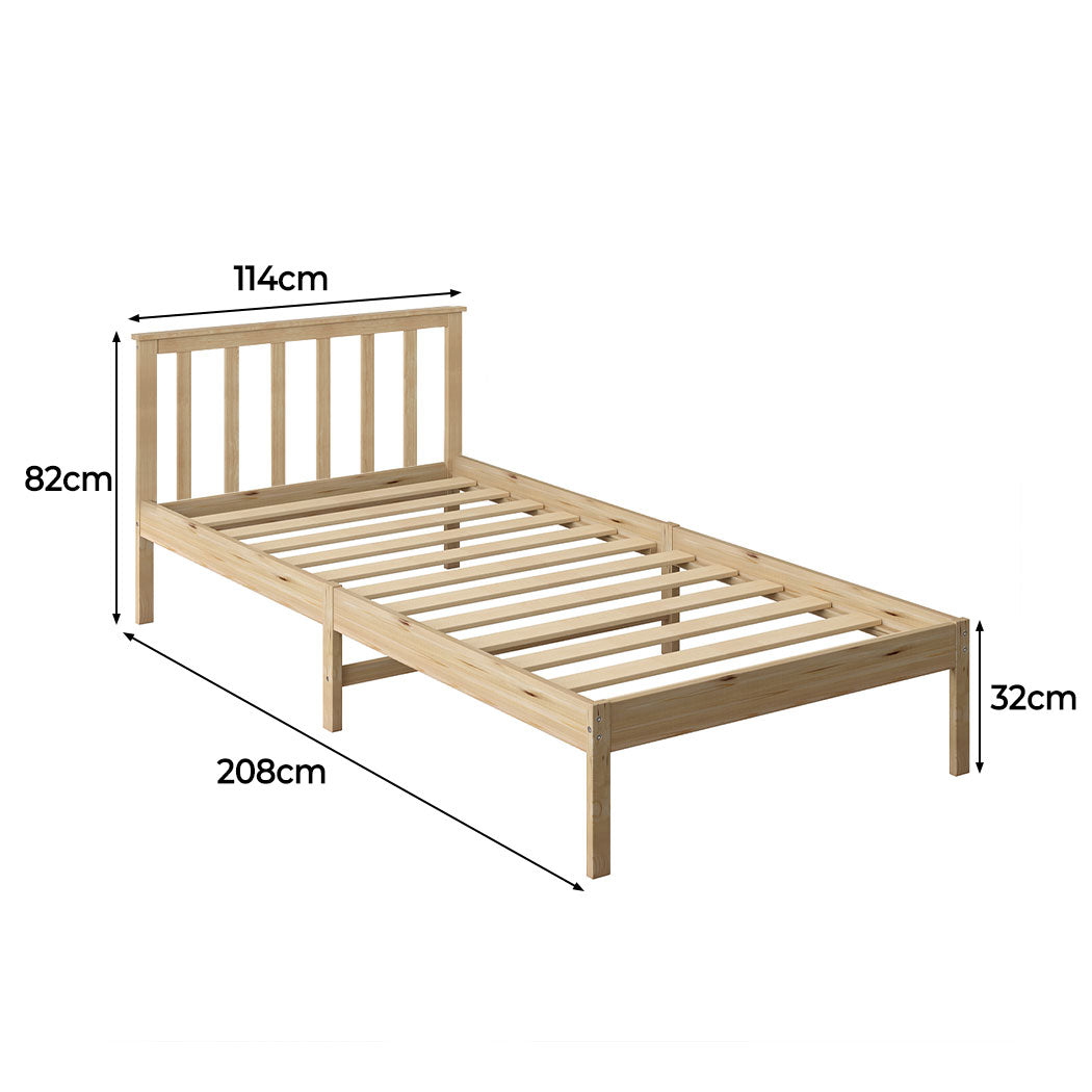 King Single Wooden Bed Frame Full Natural