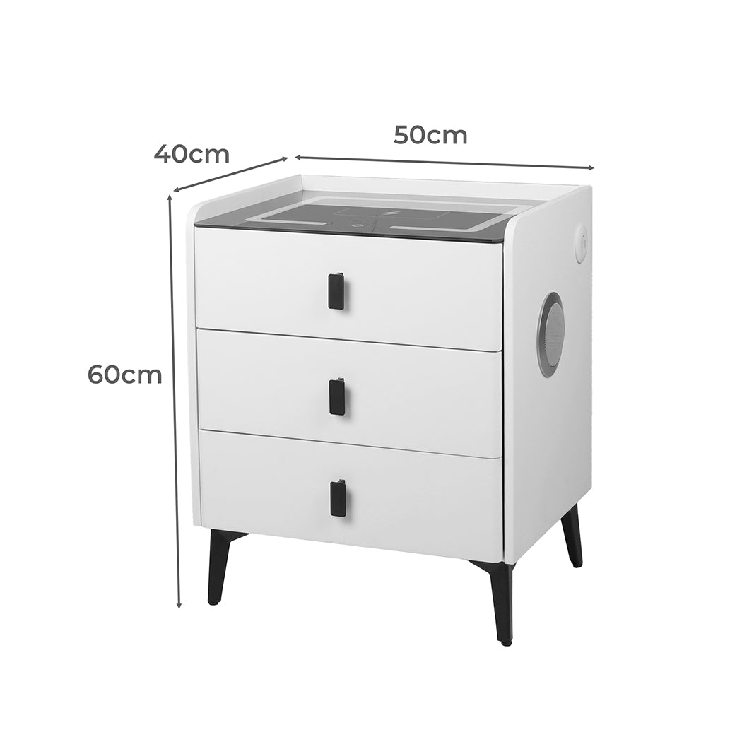 Levede Bedside Table with LED Lights and Storage Drawers - Levede