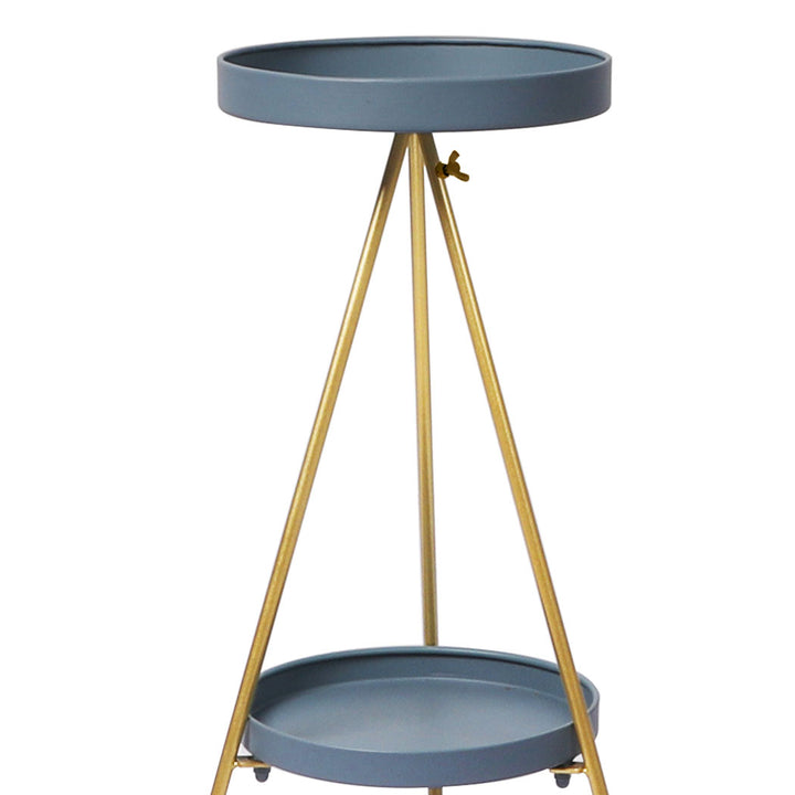 Levede Plant Stand 2 Tiers Outdoor Indoor Grey Gold Large-1831592865227214851