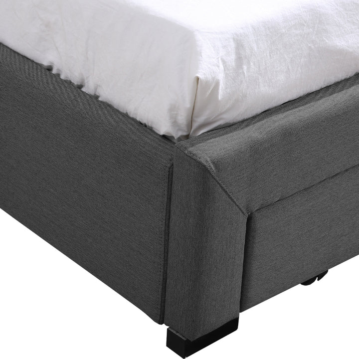 Bed Frame King Fabric With Drawers Storage Wooden Mattress Grey