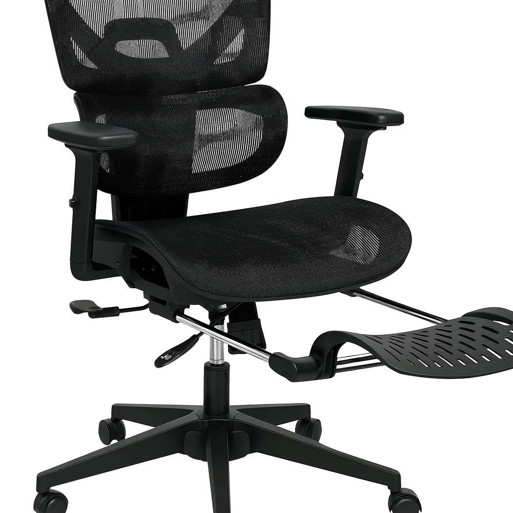 Ergonomic Office Chair with Footrest - Black