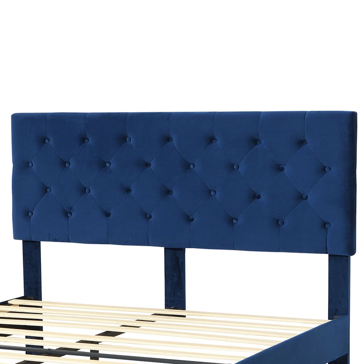 Levede Bed Frame Mattress Base Platform with Wooden Velvet Headboard - Levede