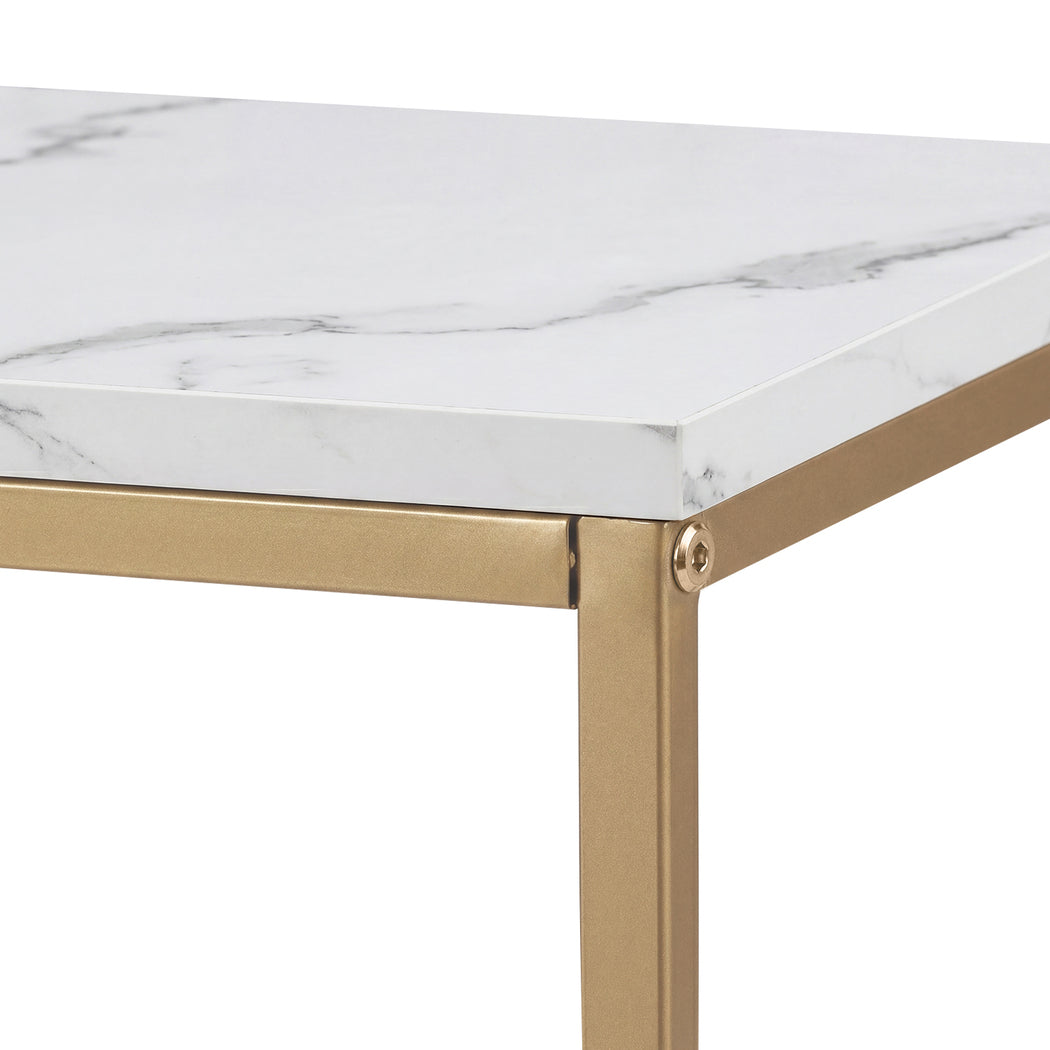 Hallway Table Narrow Console Marble Effect Tabletop Adjustable Foot Pads