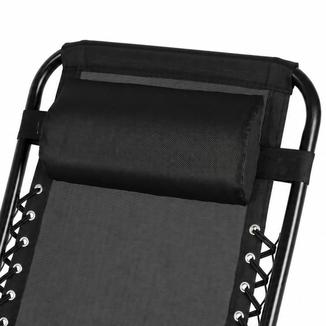 Zero Gravity Chair Lounge Lockable Outdoor Recline Cushion Tray Black