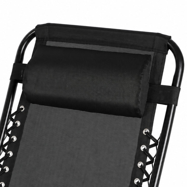 Zero Gravity Chair Lounge Lockable Outdoor Recline Cushion Tray Black