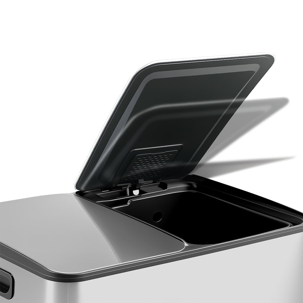 Toque 60L Pedal Bin Stainless Steel Kitchen Trash Waste Can Recycling Dustbin