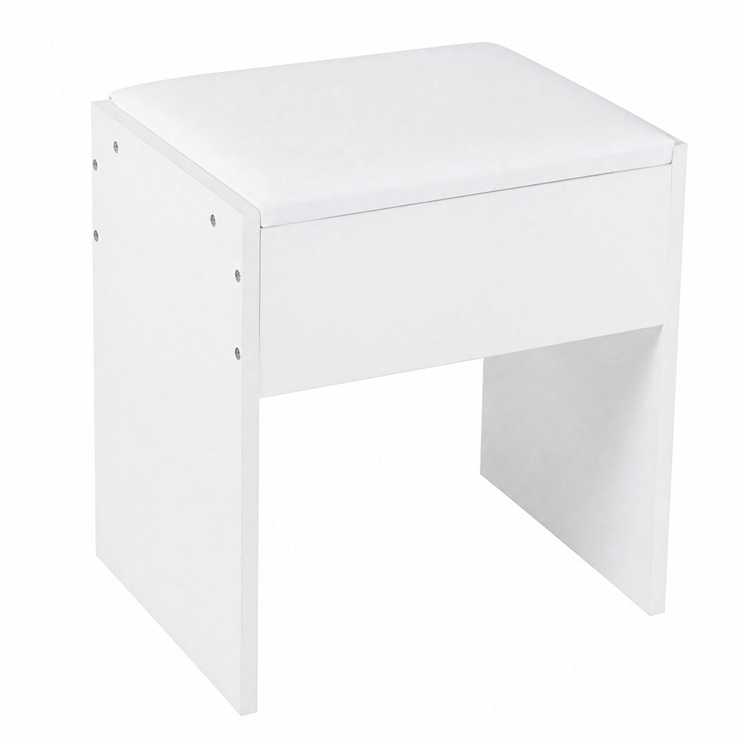 Dressing Table Makeup Vanity with Lights Glass Desktop 7 Drawers White