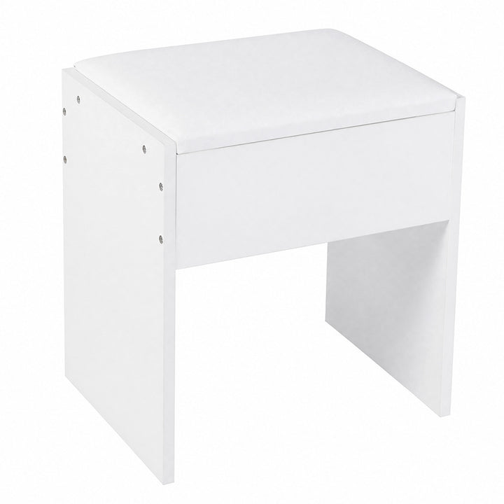 Dressing Table Makeup Vanity with Lights Glass Desktop 7 Drawers White