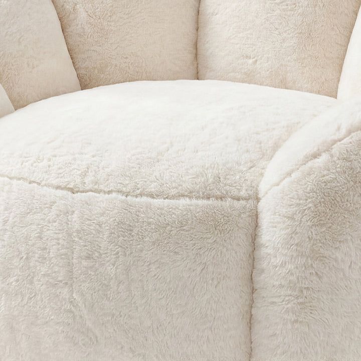 Bean Bag Chair Faux Rabbit Fur Floral Shaped Reading Sofa Chair White