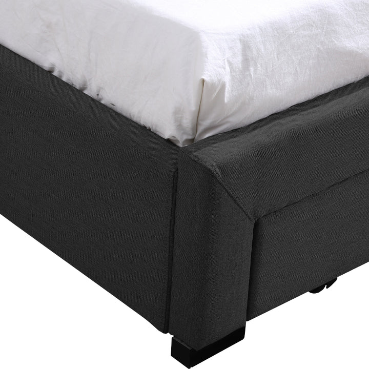 Levede Fabric Bed Frame Tufted with Storage in Dark Grey - Levede