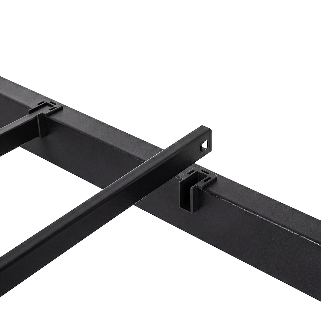 Double Bed Frame Floating Frame with Storage Shelves RGB Lights Black