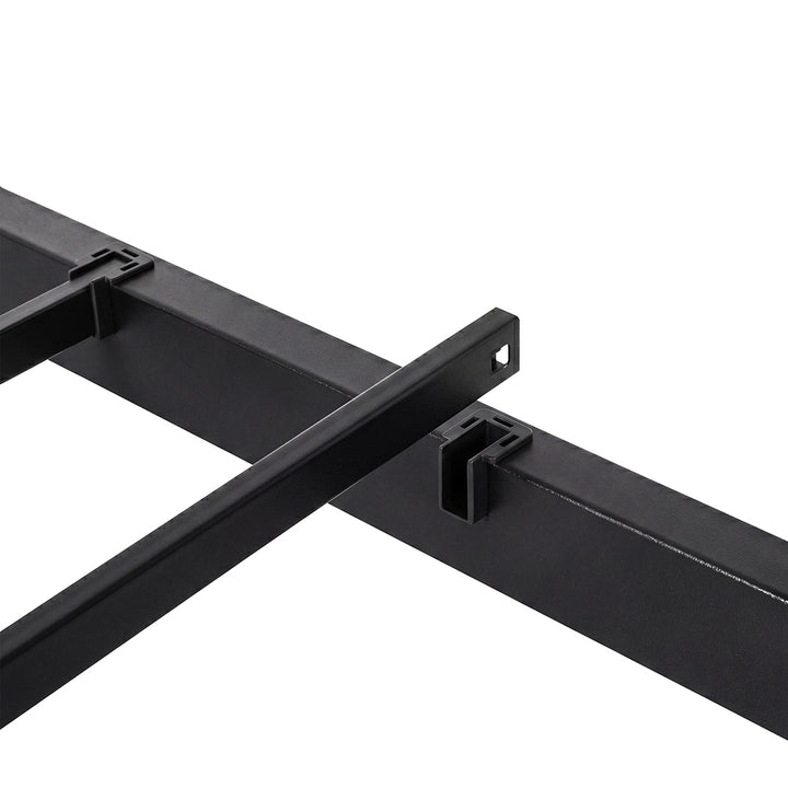 Double Bed Frame Floating Frame with Storage Shelves RGB Lights Black