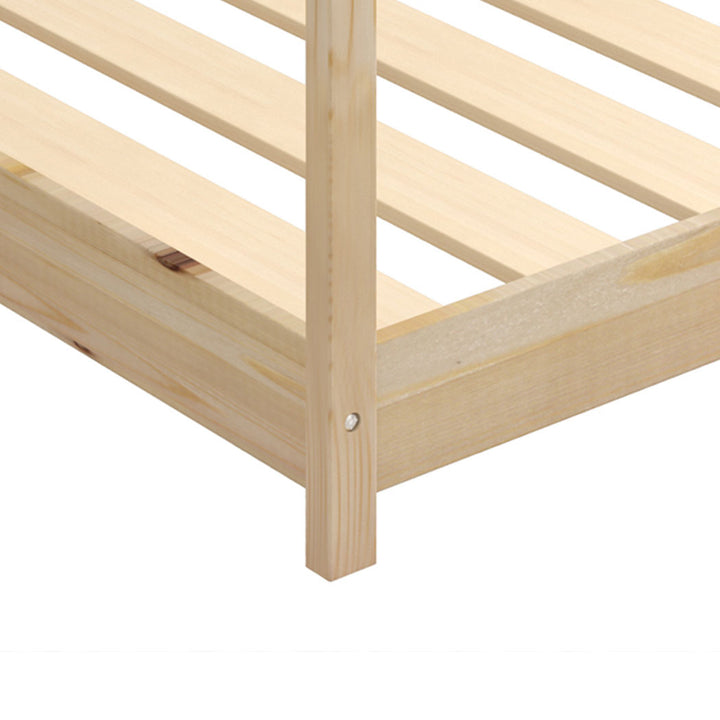 Levede Bed Frame Single Wooden Timber Natural and White - Levede