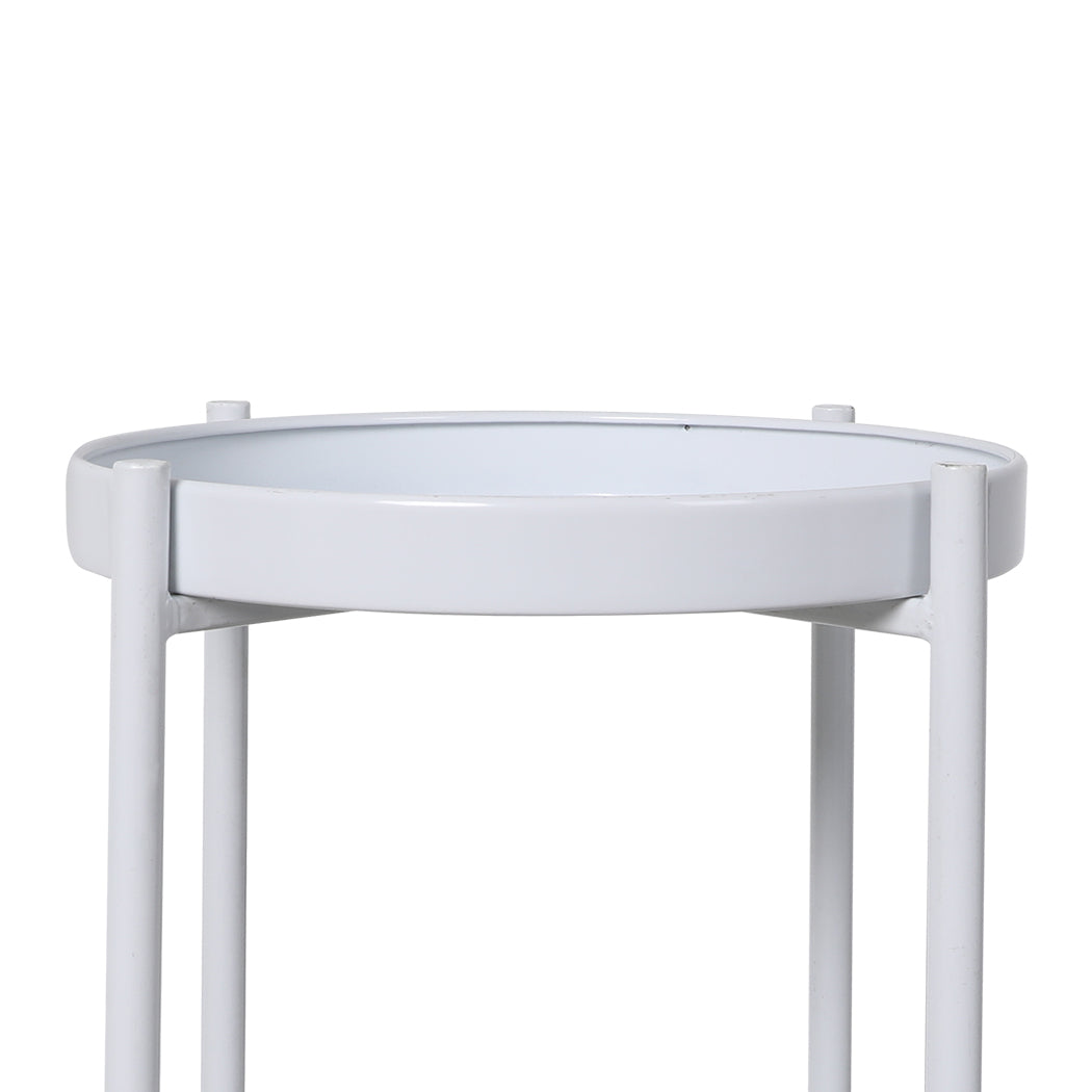 Levede 2 Tiers Plant Stand Metal Flower White Medium-1831592948572229635