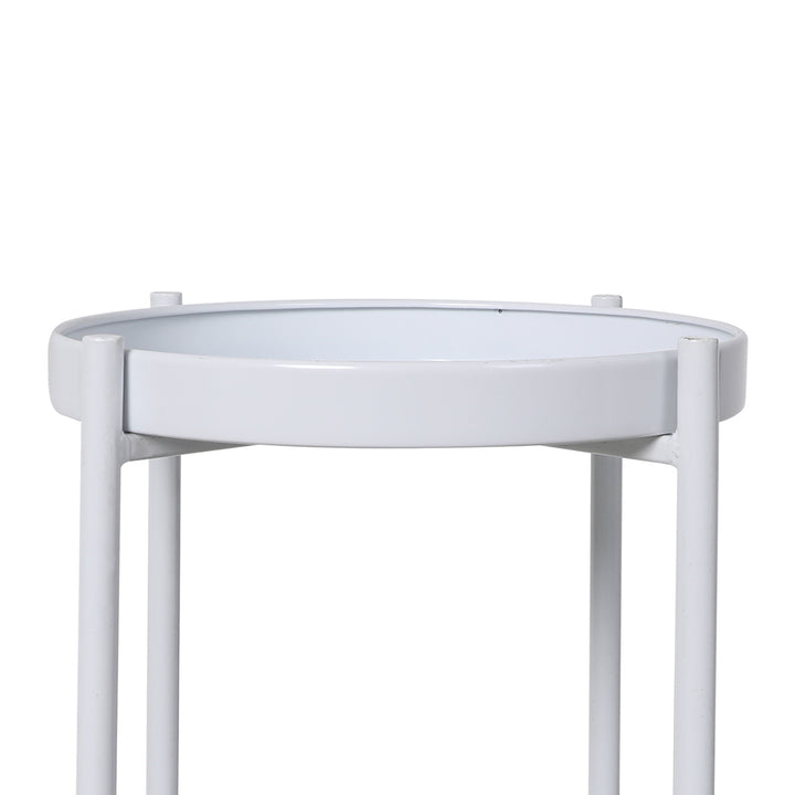 Levede 2 Tiers Plant Stand Metal Flower White Medium-1831592948572229635