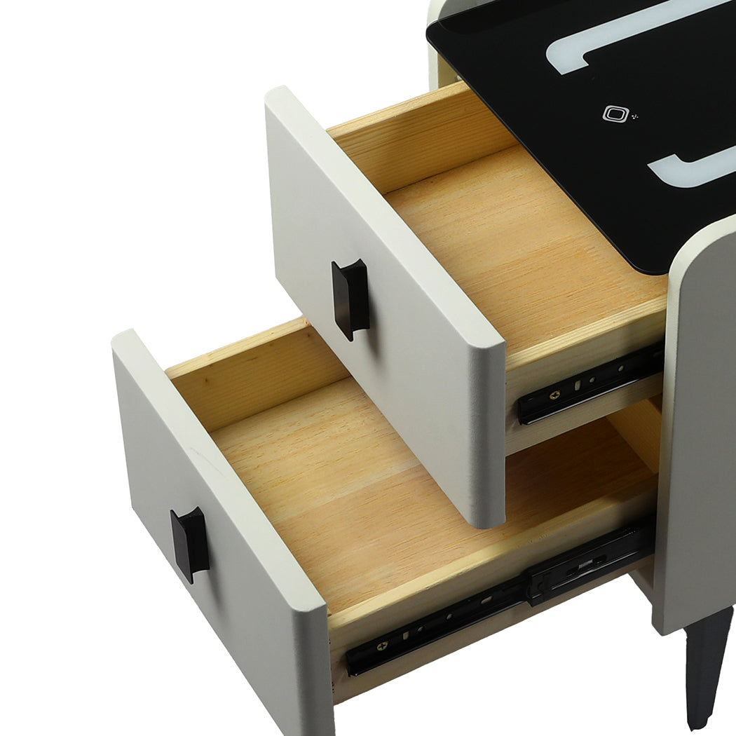 Levede Bedside Table LED Lights Drawers Storage - Levede