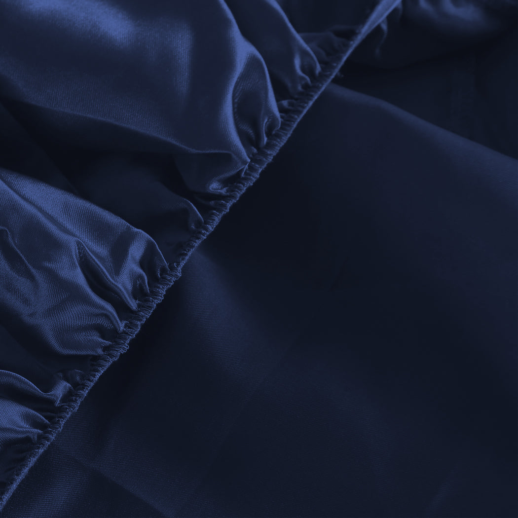 DreamZ Silky Satin Sheets Fitted Blue - Levede