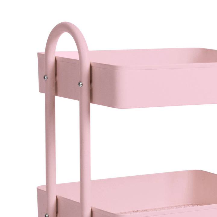 Levede 3 Tiers Kitchen Trolley Cart Pink-1831592861804662787