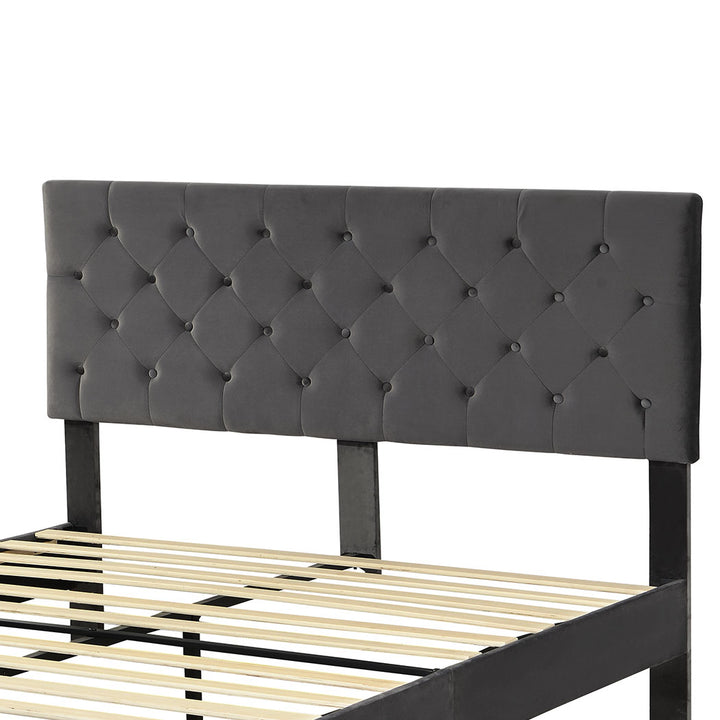 Levede Bed Frame Mattress Base Platform with Wooden Velvet Headboard - Levede